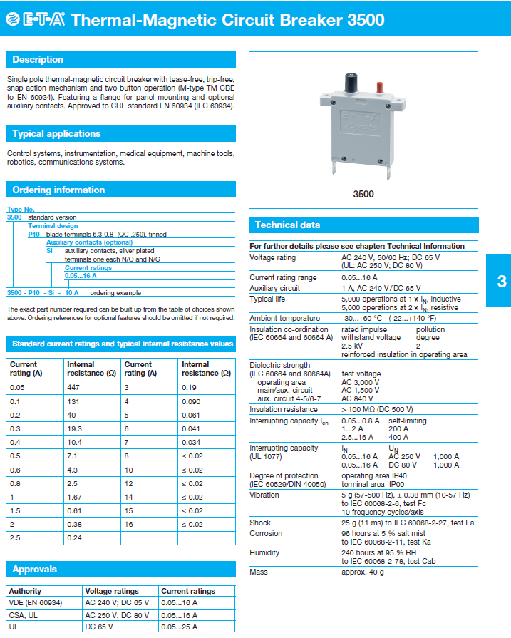 ETA - D3500_ENG Data Sheet