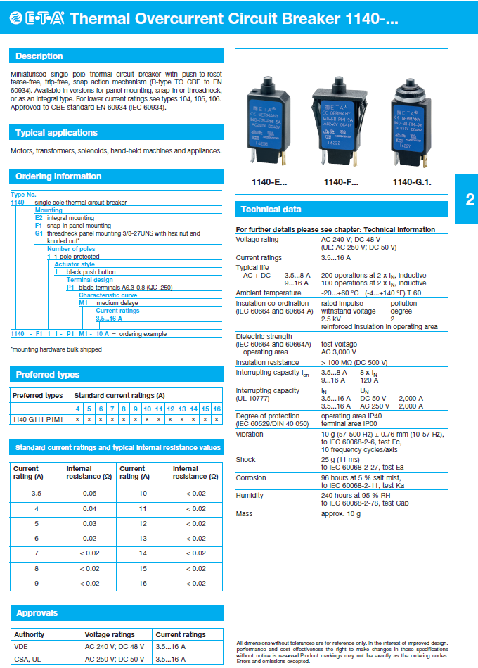 ETA - D1140_ENG Data Sheet