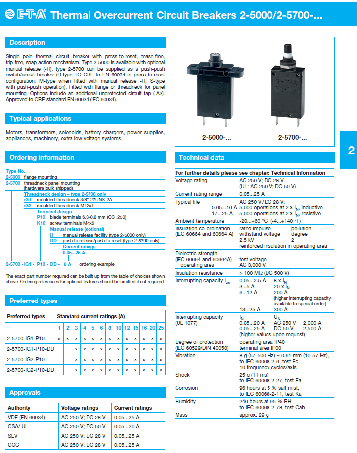 ETA - D2-5000 - 2-5700 Data Sheet