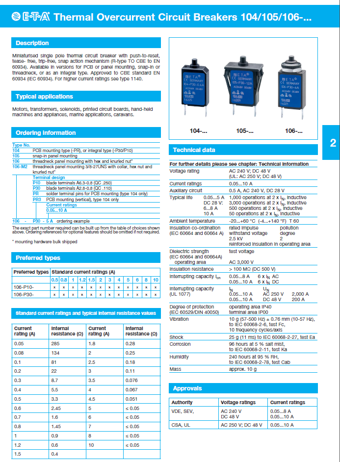 ETA - D-104-105-106-ENG data sheet