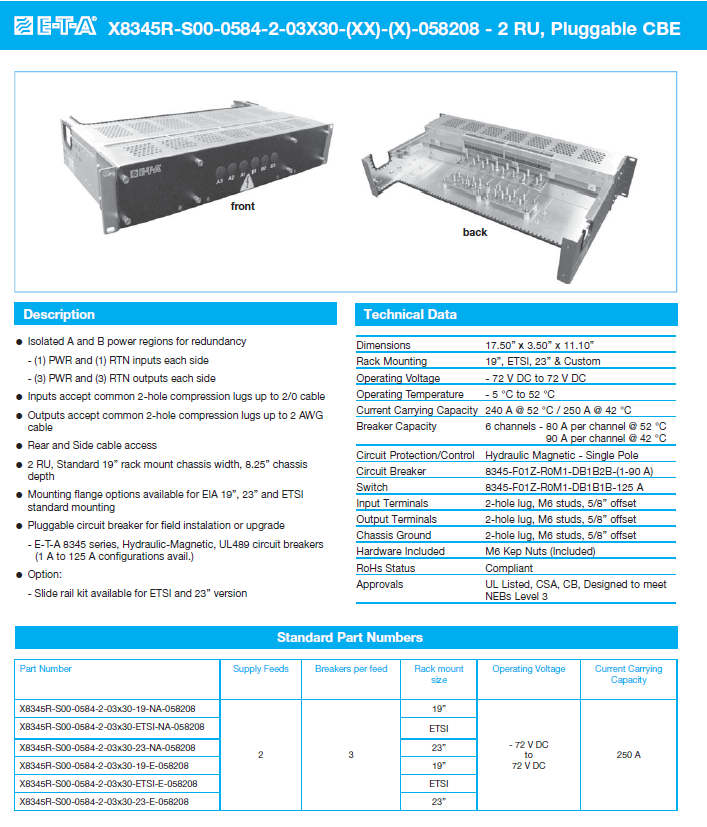 ETA - D-X8345-S00-0584-2-03X30 Data Sheet