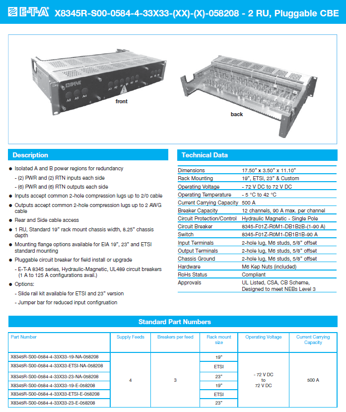 ETA - D-X8345R-S00-0584-4-33X33 Data Sheet