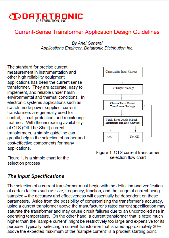 Datatronics - Current-Sense Transformer