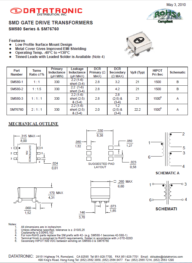 Datatronics - SM580 & SM76760