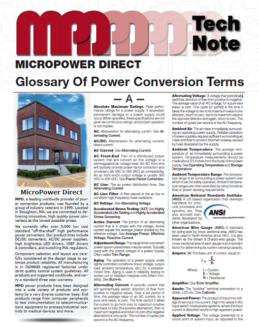 MicroPower Direct - Pwr Conversion Glossary