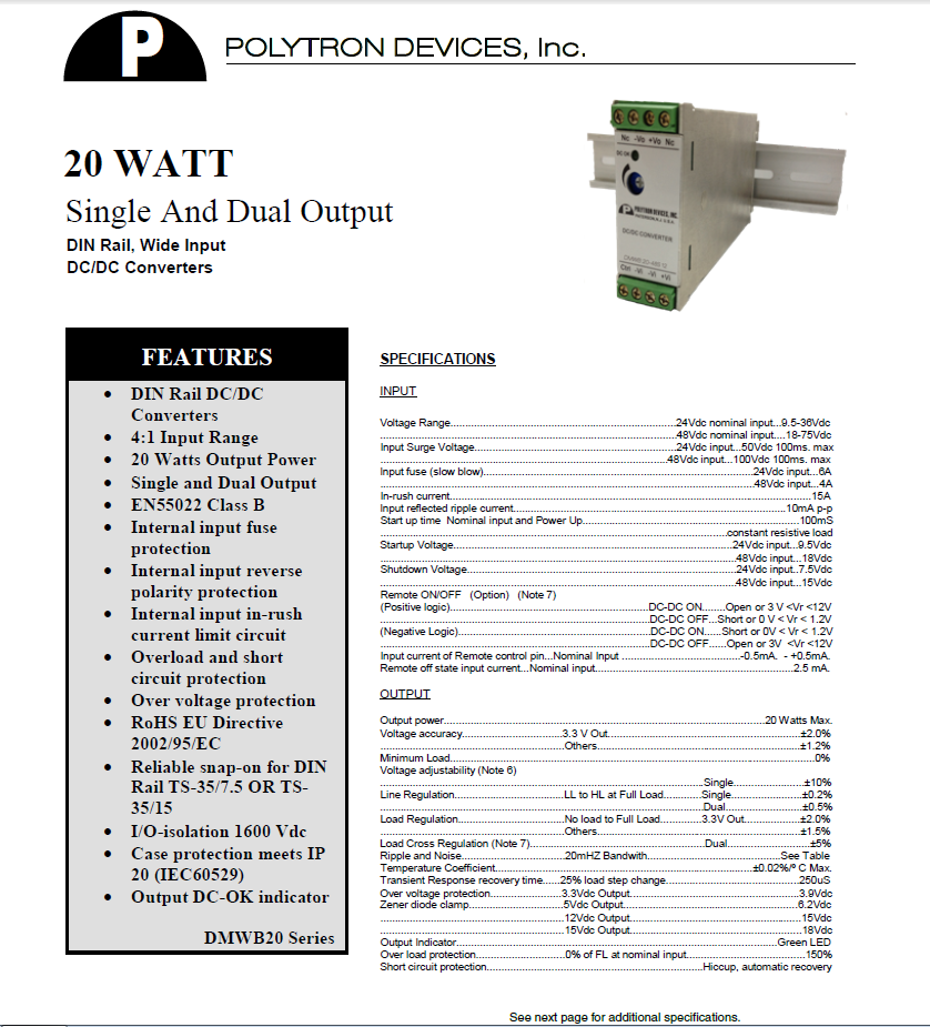 Polytron 20 Watt Single and Dual Output