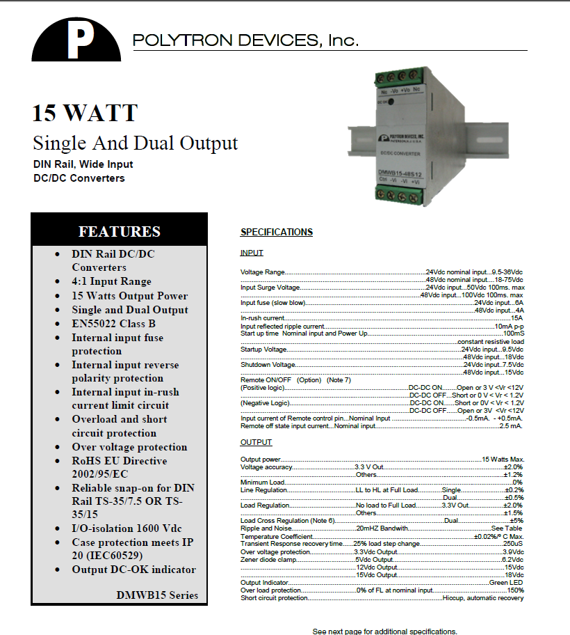 Polytron 15 Watt Single and Dual Output