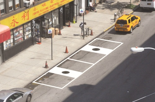 NYC street with HEVO power station