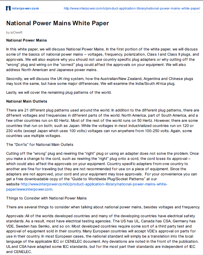 Interpower - NA Pwr Main app note
