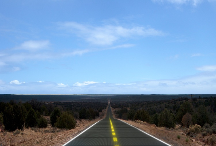 Artist rendering of solar panel highway