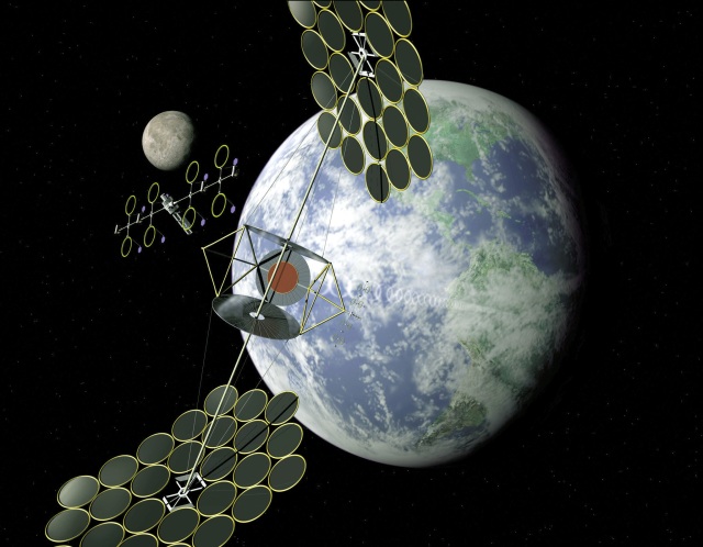 Artist rendering of solar panel space system