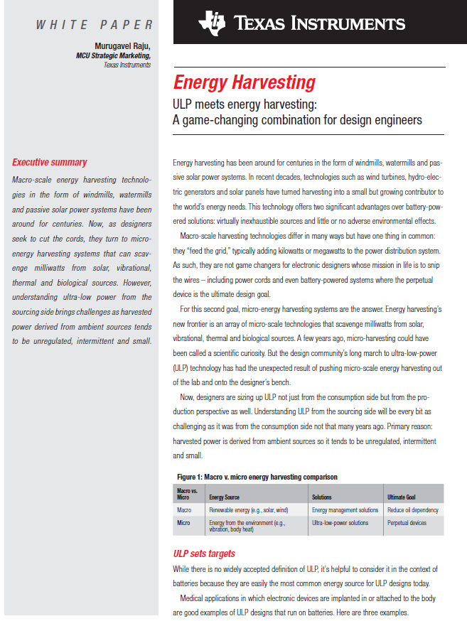 TI - Energy Harvesting White Paper