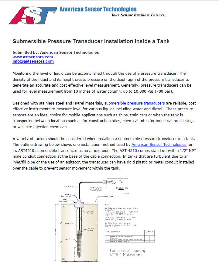 AST - 675183415 Submersible Pressure App Note