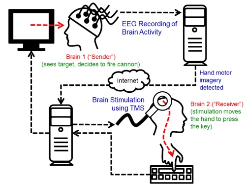 Schematic of brain to brain interface