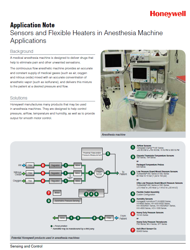 Honeywell S&C - Sensors & Flex Heaters Anesthesia Machine