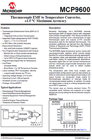 Microchip - MCP9600 digital temp sensor