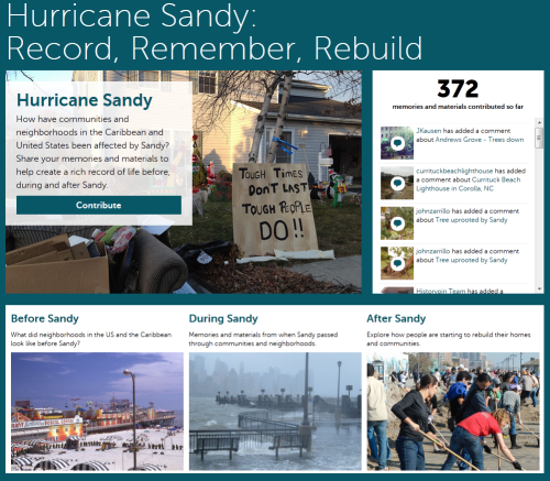 Homepage for the Google / Historypin photo and video album of neighborhoods affected by Hurricane Sandy.