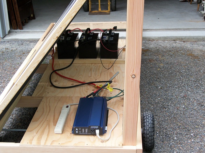 Inside of solar cell system on wagon