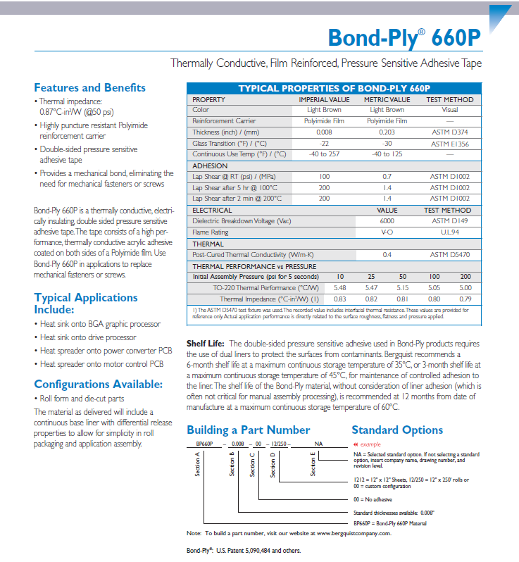 Bergquist Bond-Ply 660P