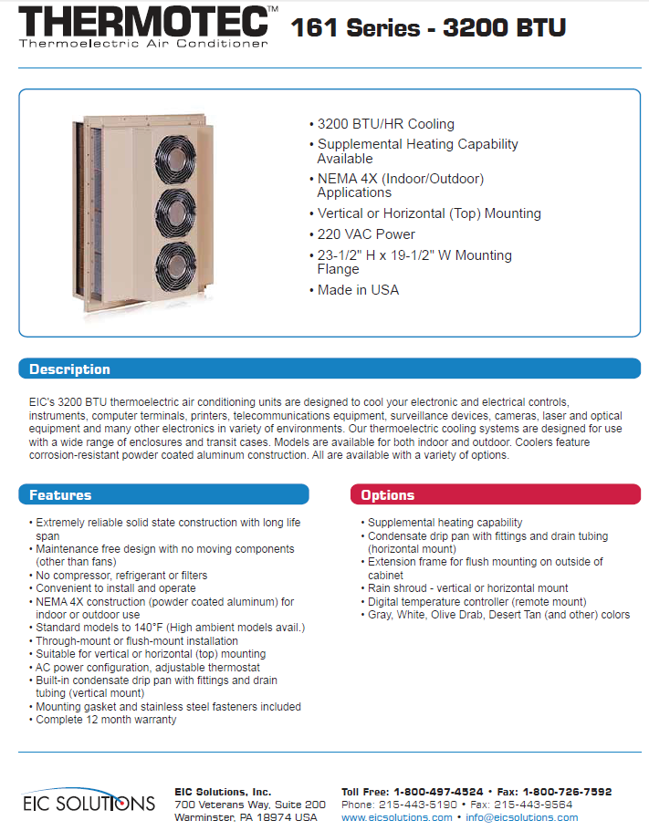 EIC - 3200 BTU  Thermoelectric AC