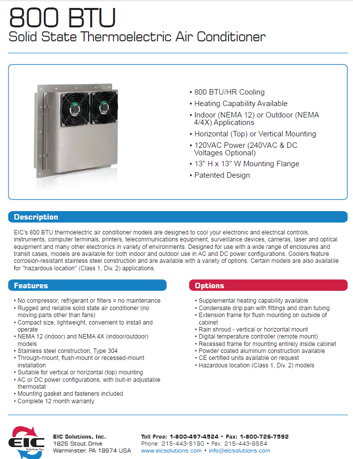 EIC - 800 BTU Thermoelectric AC