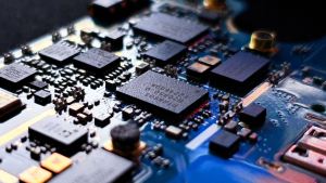 Semiconductor chips on a board.