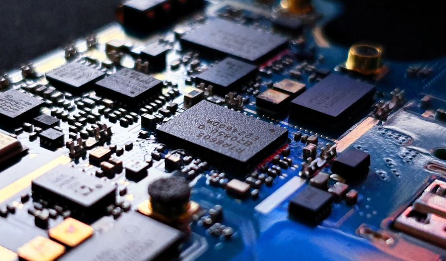 Semiconductor chips on a board.